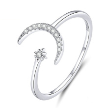 Halbmond Schmuck Silber echt 925 Sterling Silber Ring für Mädchen minimalistischer Mondstern Sterling Silber 925 Schmuck